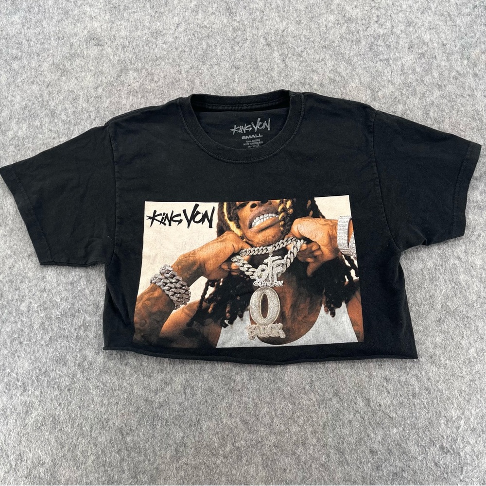 King Von Womens Black Custom Crop Top T Shirt Size S